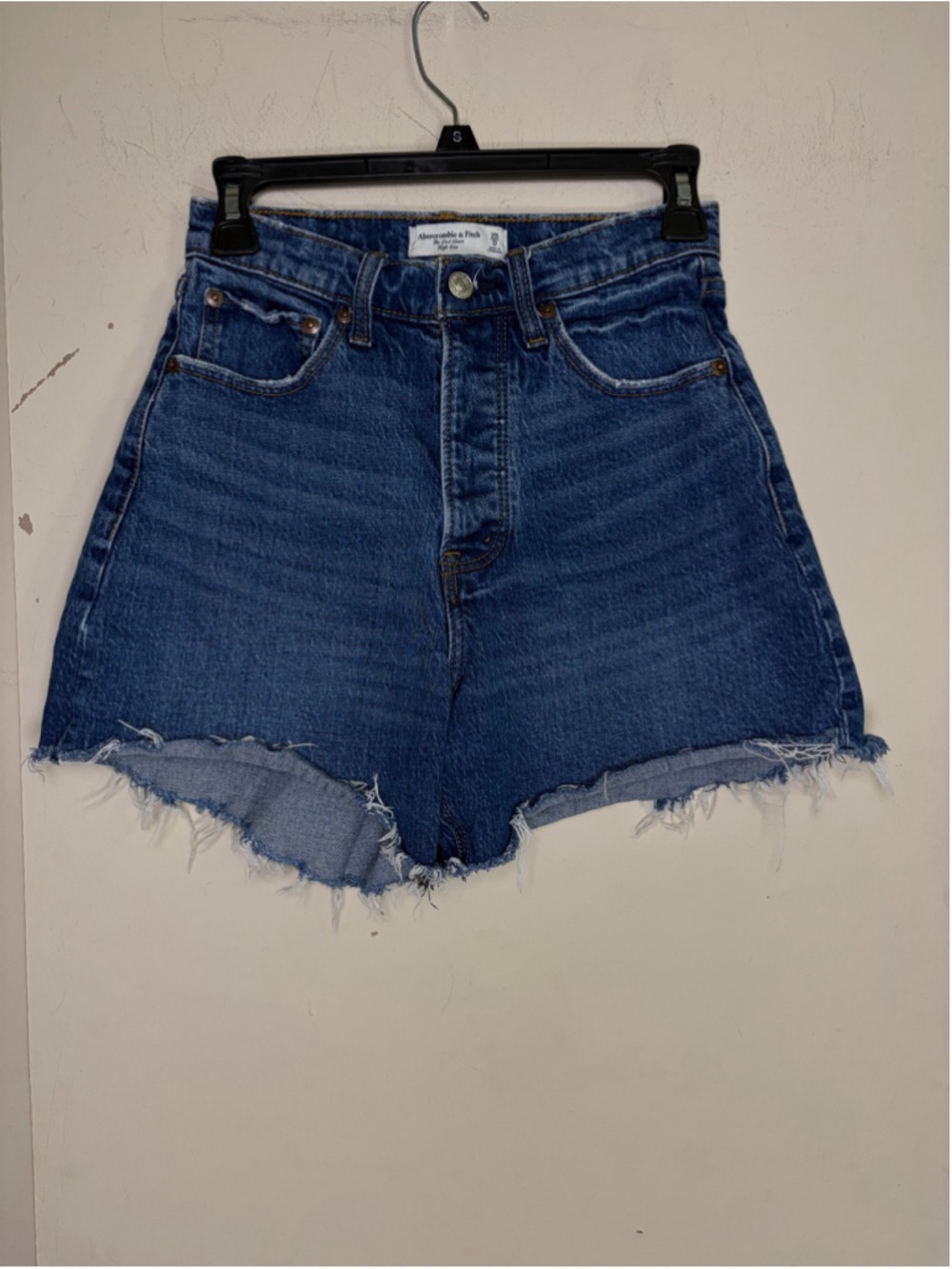Abercrombie & Fitch Curve Love The Dad High Rise Denim Shorts Cutoff Size 25